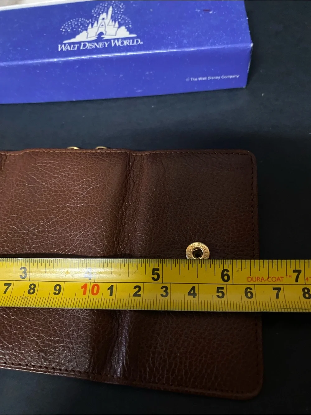 Disney Brown Pebble Leather Key & Card Holder with Mickey Outline